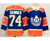 Men's Edmonton Oilers #74 Stuart Skinner Royal 2024-25 Heritage Classic Primegreen Stitched Jersey