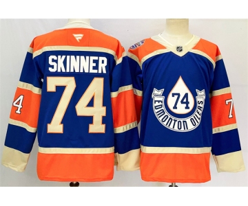 Men's Edmonton Oilers #74 Stuart Skinner Royal 2024-25 Heritage Classic Primegreen Stitched Jersey