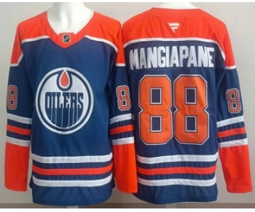 Men's Edmonton Oilers #88 Andrew Mangiapane Blue Authentic Jersey