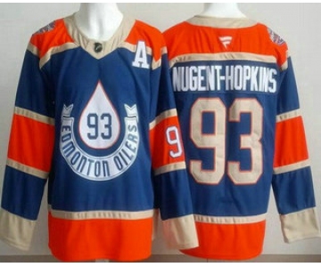 Men's Edmonton Oilers #93 Ryan Nugent Hopkins Blue Heritage Classic Authentic Jersey