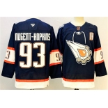 Men's Edmonton Oilers #93 Ryan Nugent-Hopkins Navy With A Patch Reverse Retro Stitched Jersey