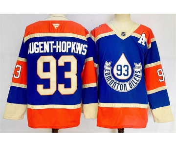 Men's Edmonton Oilers #93 Ryan Nugent-Hopkins Royal 2024-25 With A Patch Heritage Classic Primegreen Stitched Jersey