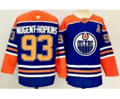 Men's Edmonton Oilers #93 Ryan Nugent-Hopkins Royal 2025 Premium Home Stitched Hockey