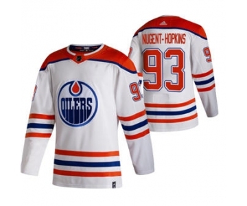 Men's Edmonton Oilers #93 Ryan Nugent-Hopkins White 2020-21 Reverse Retro Alternate Hockey Jersey
