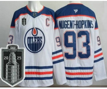 Men's Edmonton Oilers #93 Ryan Nugent Hopkins White 2025 Stanley Cup Final Authentic Jersey