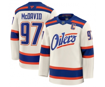 Men's Edmonton Oilers #97 Connor McDavid Light Beige Alternate With C Patch Stitched Hockey Jersey