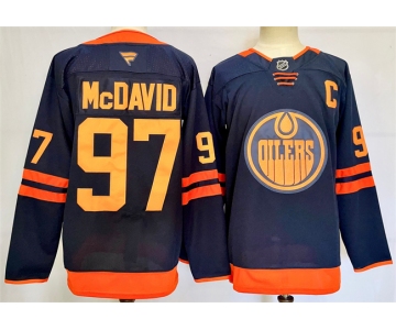 Men's Edmonton Oilers #97 Connor McDavid Navy 2024-25 C Patch Stitched Jersey