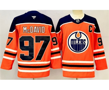 Men's Edmonton Oilers #97 Connor McDavid Orange 2024-25 With C Patch Heritage Classic Primegreen Stitched Jersey