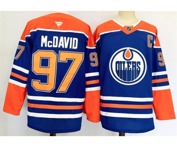 Men's Edmonton Oilers #97 Connor McDavid Royal 2024-25 Stitched Jersey