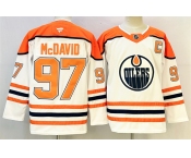 Men's Edmonton Oilers #97 Connor McDavid White Orange 2024-25 With C Patch Heritage Classic Primegreen Stitched Jersey