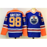 Men's Edmonton Oilers #98 Wayne Gretzky Royal 2025 With C Patch Stitched Hockey Jersey