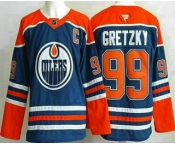Men's Edmonton Oilers #99 Wayne Gretzky Blue Authentic Jersey