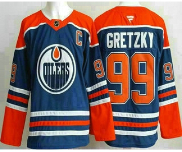 Men's Edmonton Oilers #99 Wayne Gretzky Blue Authentic Jersey