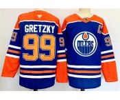 Men's Edmonton Oilers #99 Wayne Gretzky Royal 2024-25 Stitched Jersey