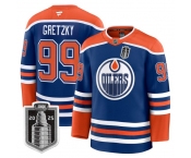 Men's Edmonton Oilers #99 Wayne Gretzky Royal 2025 Stanley Cup Final Home Premium Jersey