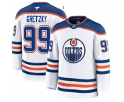 Men's Edmonton Oilers #99 Wayne Gretzky White 2025 Premium Away Stitched Hockey Jersey