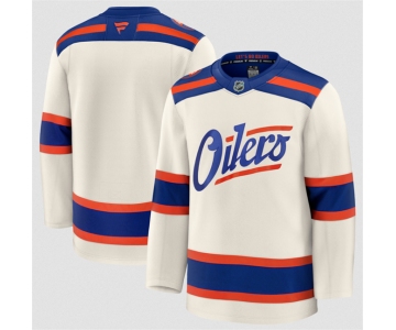 Men's Edmonton Oilers Blank Light Beige Alternate Stitched Hockey Jersey