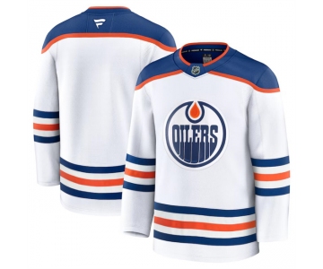 Men's Edmonton Oilers Blank White 2024-25 Away Stitched Hockey Jersey
