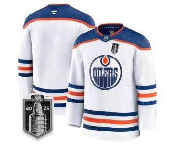 Men's Edmonton Oilers Team Blank White 2025 Stanley Cup Final Away Premium Jersey