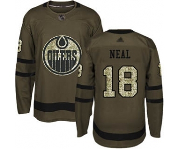 Men's Oilers #18 James Neal Green Salute to Service Stitched Hockey Jersey