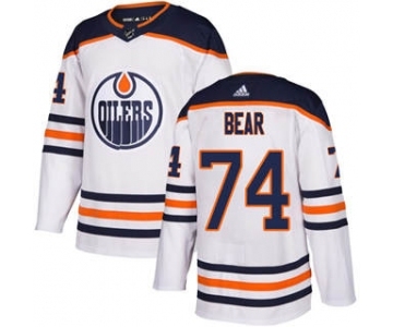 Men's Oilers #74 Ethan Bear White Road Authentic Stitched Hockey Jersey