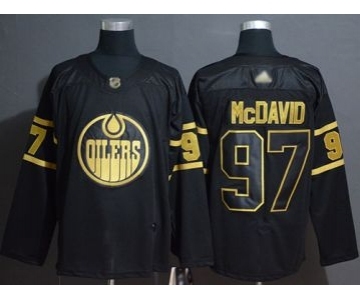 Men's Oilers #97 Connor McDavid Black Gold Authentic Stitched Hockey Jersey