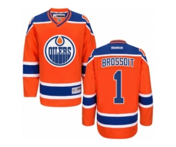 Men's Reebok Edmonton Oilers #1 Laurent Brossoit Authentic Orange Third NHL Jersey