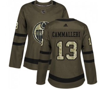 Women Adidas Edmonton Oilers #13 Mike Cammalleri Authentic Green Salute to Service NHL Jersey