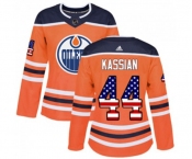 Women Adidas Edmonton Oilers #44 Zack Kassian Authentic Orange USA Flag Fashion NHL Jersey