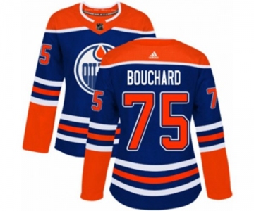 Women Adidas Edmonton Oilers #75 Evan Bouchard Authentic Royal Blue Alternate NHL Jersey