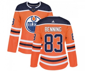 Women Adidas Edmonton Oilers #83 Matt Benning Authentic Orange Home NHL Jersey