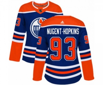 Women Adidas Edmonton Oilers #93 Ryan Nugent-Hopkins Authentic Royal Blue Alternate NHL Jersey