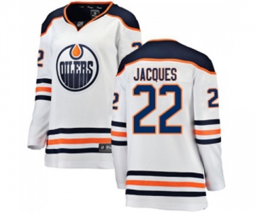 Women Edmonton Oilers #22 Jean-Francois Jacques Authentic White Away Fanatics Branded Breakaway NHL Jersey
