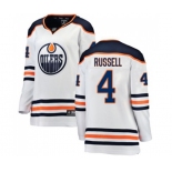 Women Edmonton Oilers #4 Kris Russell Authentic White Away Fanatics Branded Breakaway NHL Jersey