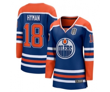 Women's Edmonton Oilers #18 Zach Hyman Royal 2025 Stanley Cup Final Home Breakaway Jersey