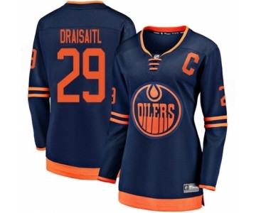 Women's Edmonton Oilers #29 Leon Draisaitl Authentic Navy Blue Alternate Fanatics Branded Breakaway Hockey Jersey