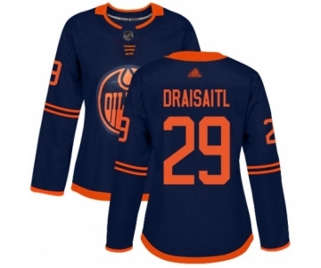 Women's Edmonton Oilers #29 Leon Draisaitl Authentic Navy Blue Alternate Hockey Jersey