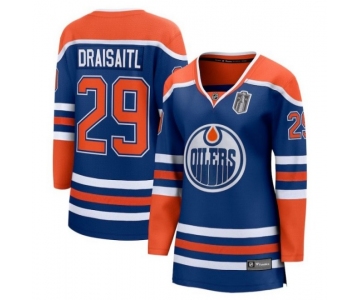 Women's Edmonton Oilers #29 Leon Draisaitl Royal 2025 Stanley Cup Final Home Breakaway Jersey