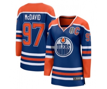 Women's Edmonton Oilers #97 Connor McDavid Royal 2025 Stanley Cup Final Home Breakaway Jersey