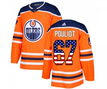 Youth Adidas Edmonton Oilers #67 Benoit Pouliot Authentic Orange USA Flag Fashion NHL Jersey