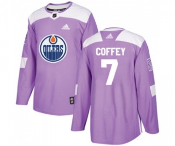 Youth Adidas Edmonton Oilers #7 Paul Coffey Authentic Purple Fights Cancer Practice NHL Jersey