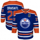 Youth Edmonton Oilers #29 Leon Draisaitl Royal 2025 Stanley Cup Final Home Premier Jersey