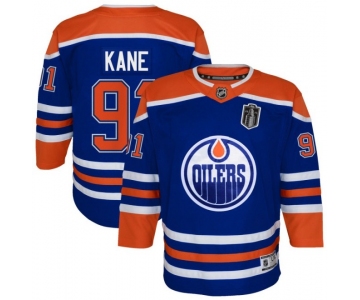 Youth Edmonton Oilers #91 Evander Kane Royal 2025 Stanley Cup Final Home Premier Jersey