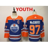 Youth Edmonton Oilers #97 Connor McDavid Royal Blue With Orange Home Hockey Stitched NHL Jersey Youth Edmonton Oilers #97 Connor McDavid Royal Blue With Orange Home Hockey Stitched NHL Jersey