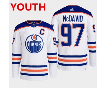Youth Edmonton Oilers #97 Connor Mcdavid white adidas away stitched Hockey Jersey
