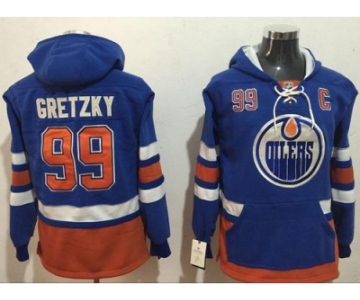 Edmonton Oilers #99 Wayne Gretzky Light Blue Name & Number Pullover NHL Hoodie