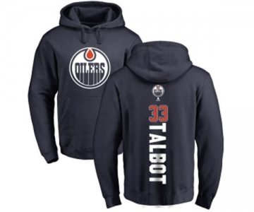 NHL Adidas Edmonton Oilers #33 Cam Talbot Navy Blue Backer Pullover Hoodie
