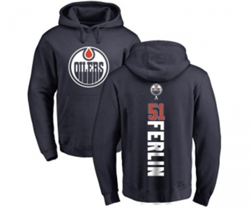 NHL Adidas Edmonton Oilers #51 Brian Ferlin Navy Blue Backer Pullover Hoodie