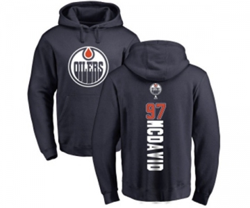 NHL Adidas Edmonton Oilers #97 Connor McDavid Navy Blue Backer Pullover Hoodie