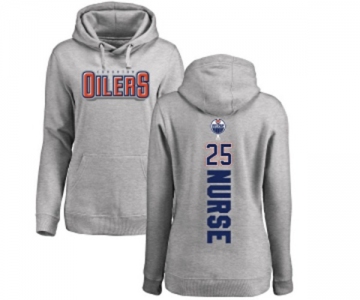 NHL Women Adidas Edmonton Oilers #25 Darnell Nurse Ash Backer Pullover Hoodie